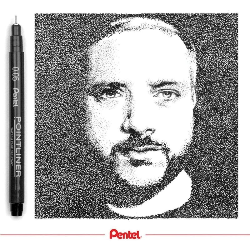 بنتل قلم تحديد نقطي من Pentel Arts، (0.05 مم)، حبر أسود، صندوق مكون من 12 قلمًا (S20P-05A) - Image 4